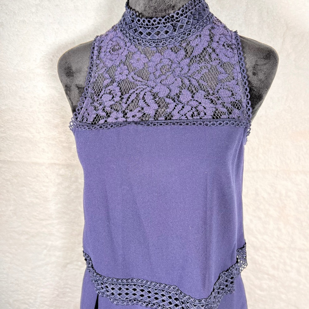 n/nicholas Lace Romper High Neck Sleeveless Party‎ Cocktail Blue Size 4 Romper